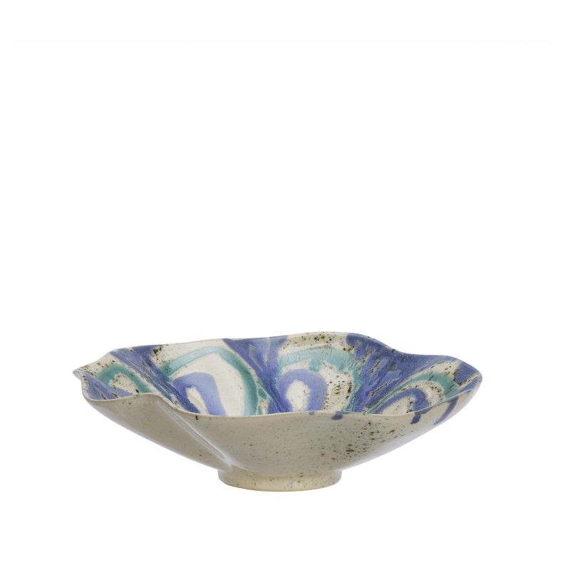 HANDMADE STONEWARE BOWL BLUE FANTASY